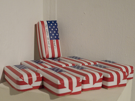 Wood, printed paper. For each purcase of a Toy Soldier $10 will be donated to Disabled 

Veterans of America .
