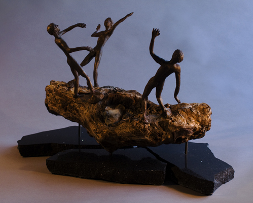 Cast Bronze, Wood, Silestone, & Ego. 12.5 x 20 x 11.5 in.